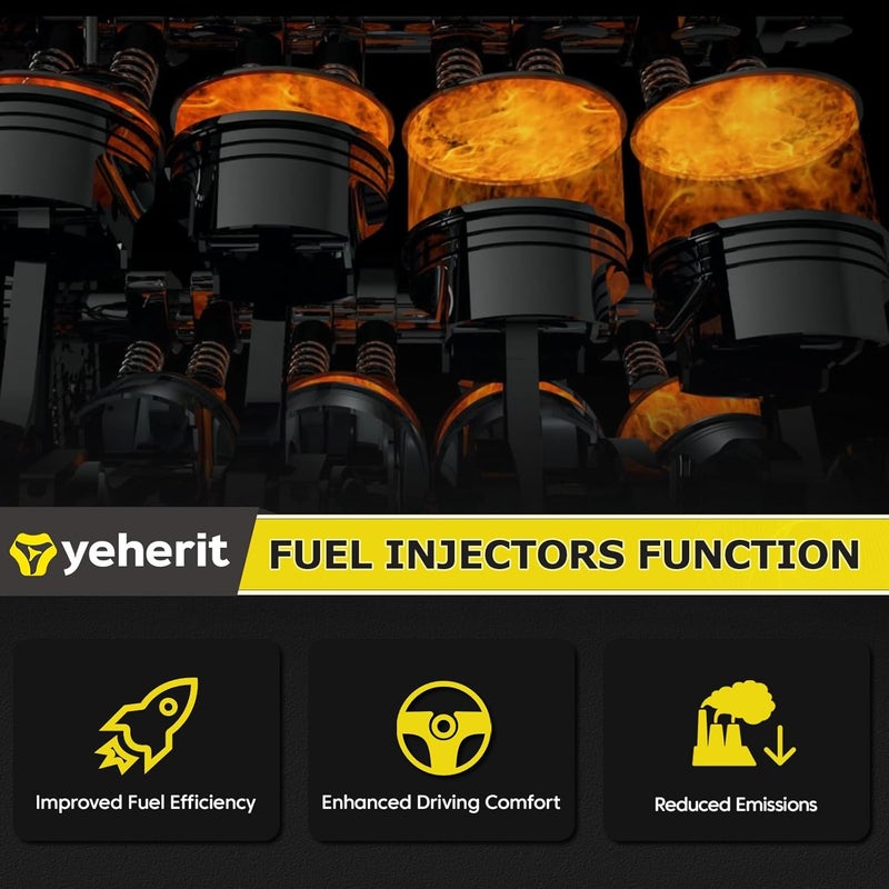 YEHERIT Set of 6 Fuel Injectors Compatible with Jeep Grand Cherokee, Wrangler, Dodge Challenger, Charger, Durango, Grand Caravan, Journey, Avenger, Chrysler Town & Country - Replaces 05184085AC - Image 4